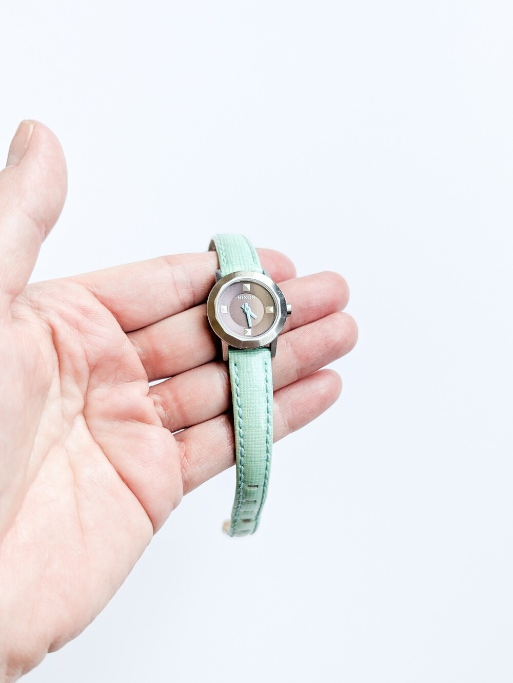 Nixon Wrist Rocket The Mini B Analog Leather Watch - Mint Green - Picture 4 of 14